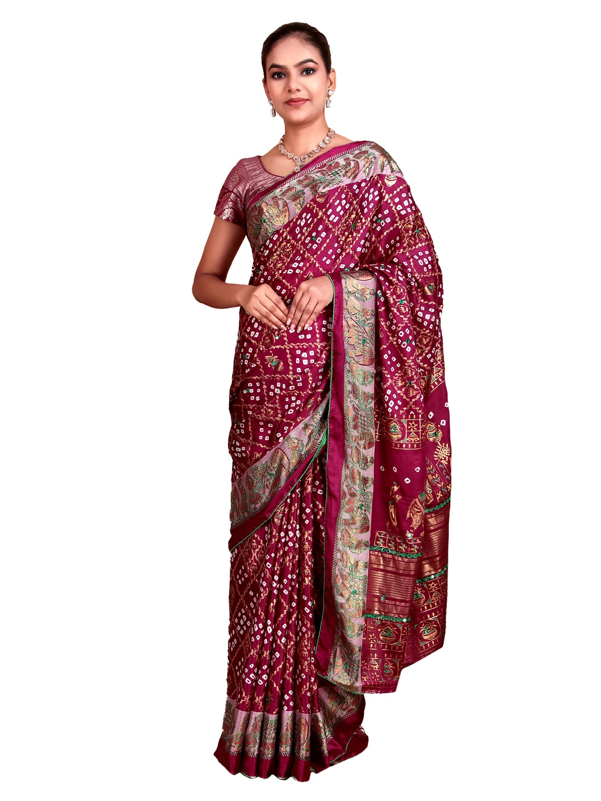 Multi Color Soft Chiffon Saree with Bandhani and Foil Print