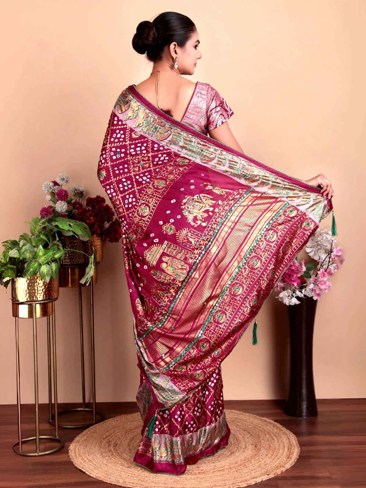 Multi Color Soft Chiffon Saree with Bandhani and Foil Print