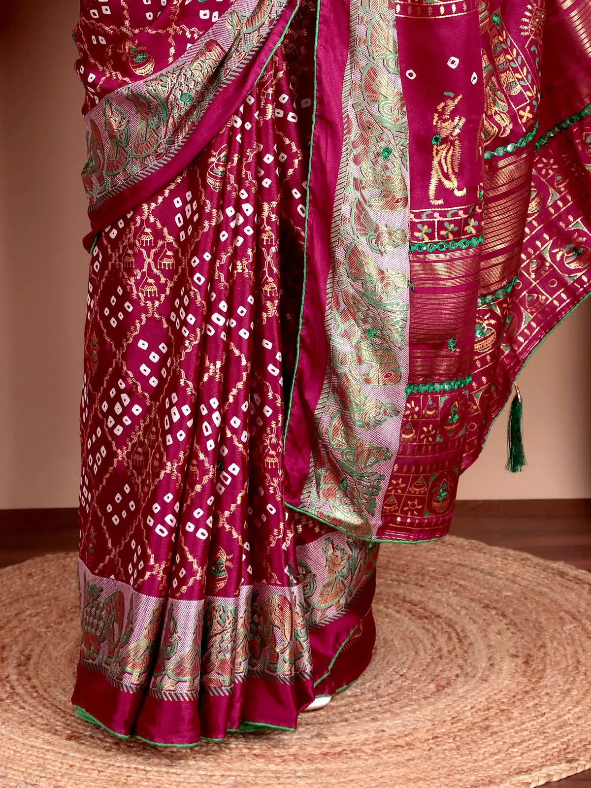 Multi Color Soft Chiffon Saree with Bandhani and Foil Print