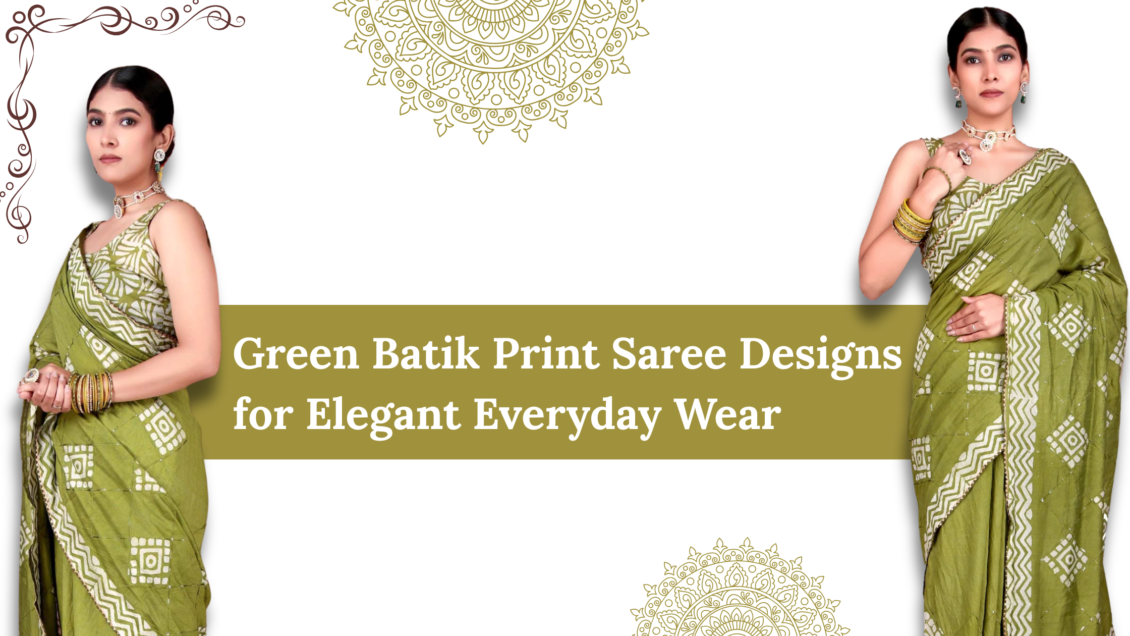 Green Batik Print Saree