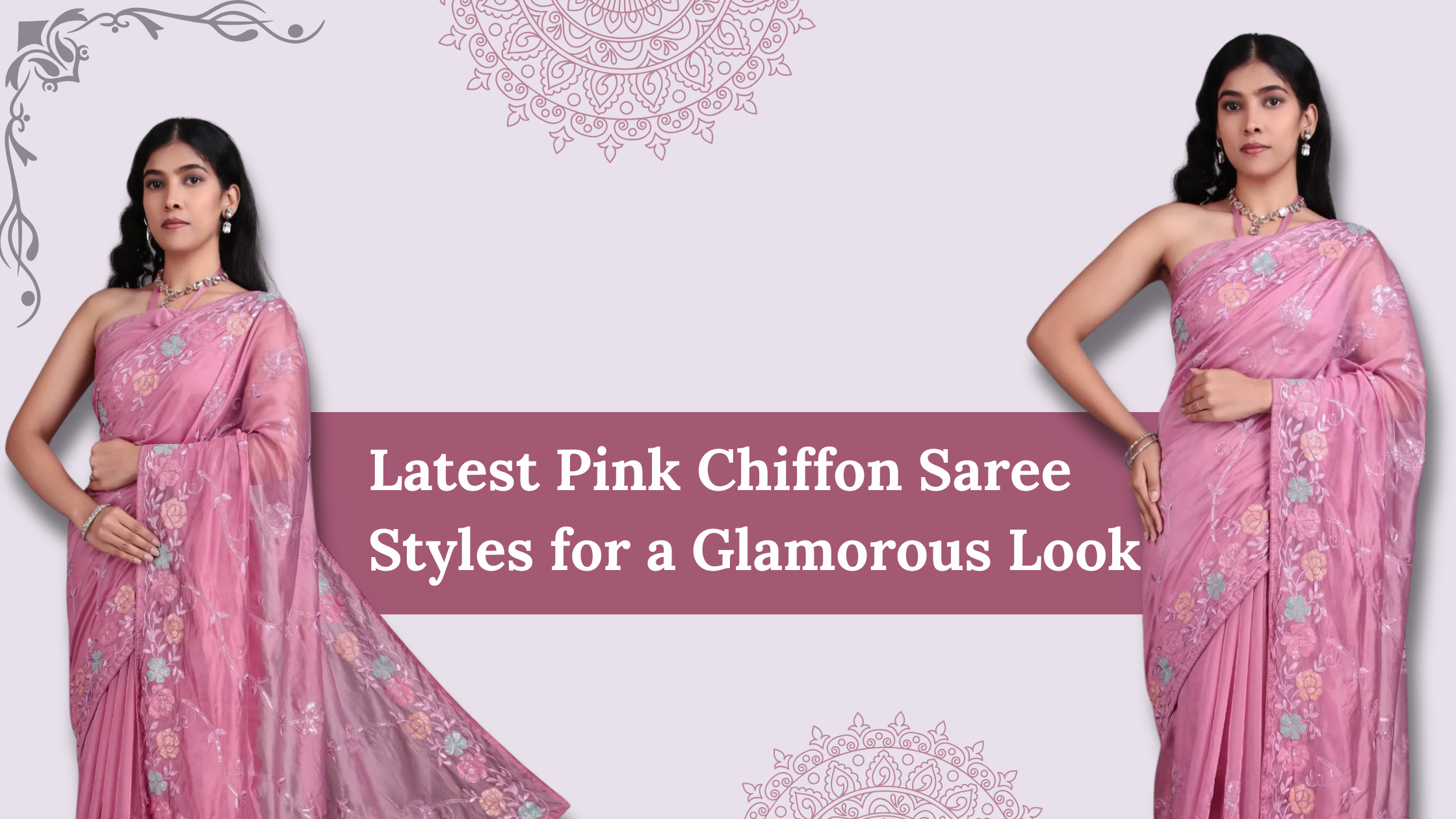 pink chiffon saree