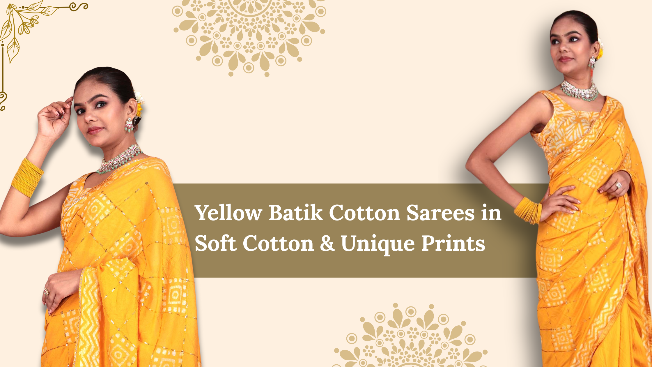 Yellow Batik Cotton Sarees 