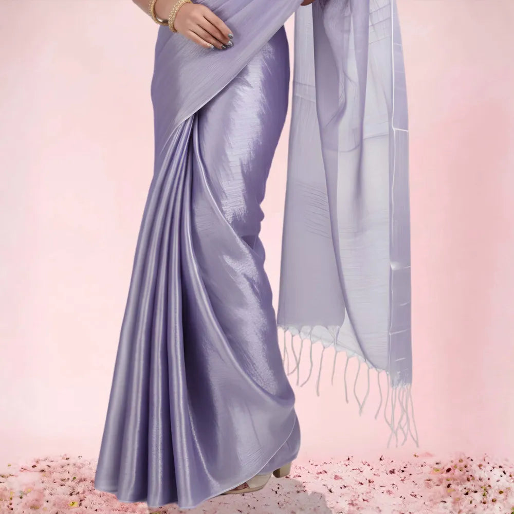 Lavender Tissue Silk Saree with Premium Embellished Look