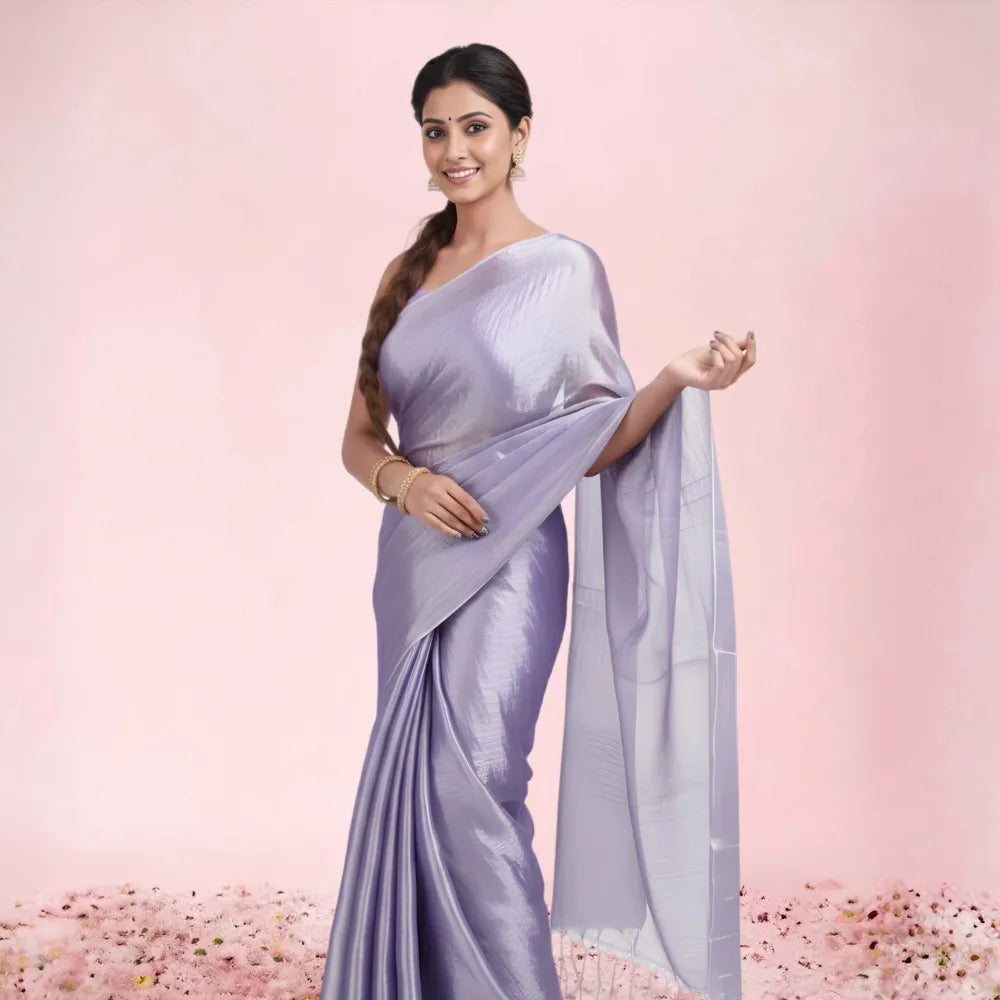 Lavender Tissue Silk Saree with Premium Embellished Look