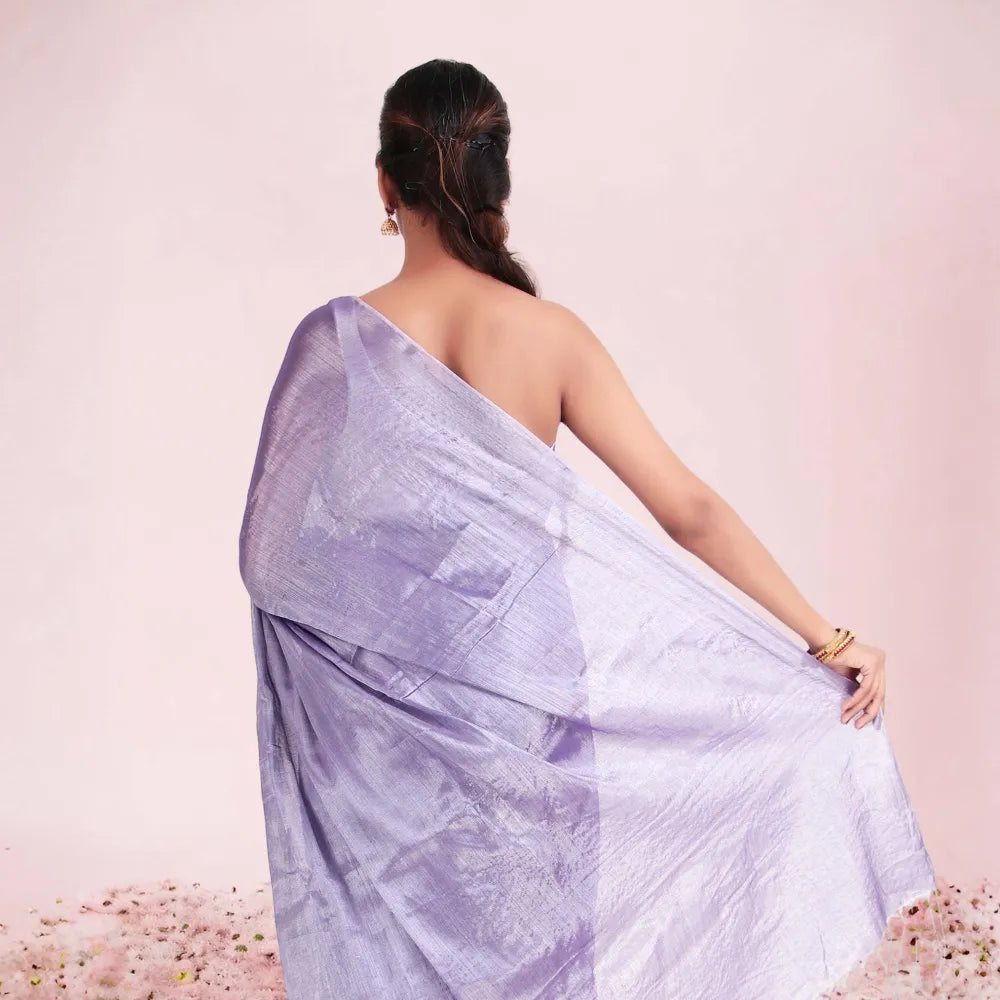 Lavender Tissue Silk Saree with Premium Embellished Look