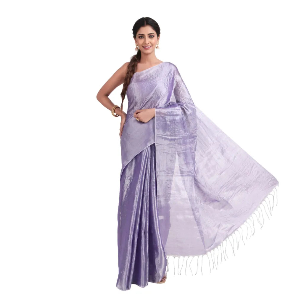 Lavender Tissue Silk Saree with Premium Embellished Look