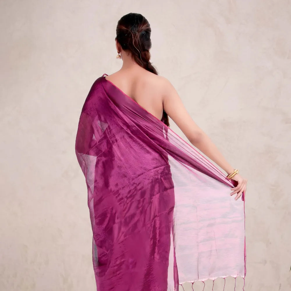 Premium Wine Tissue Silk Saree with Elegant Embellished Look