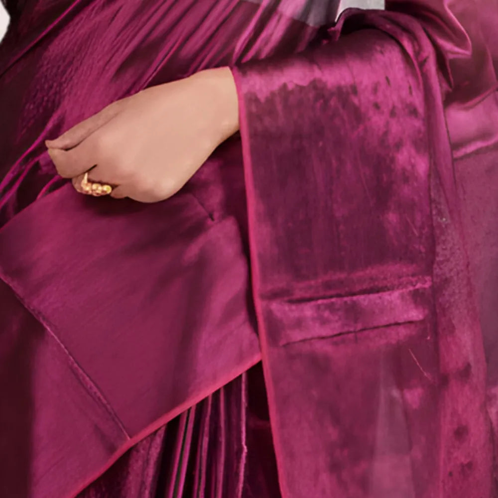 Premium Wine Tissue Silk Saree with Elegant Embellished Look