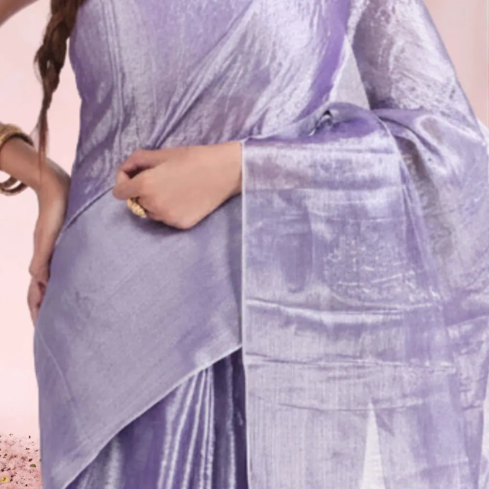 Lavender Tissue Silk Saree with Premium Embellished Look