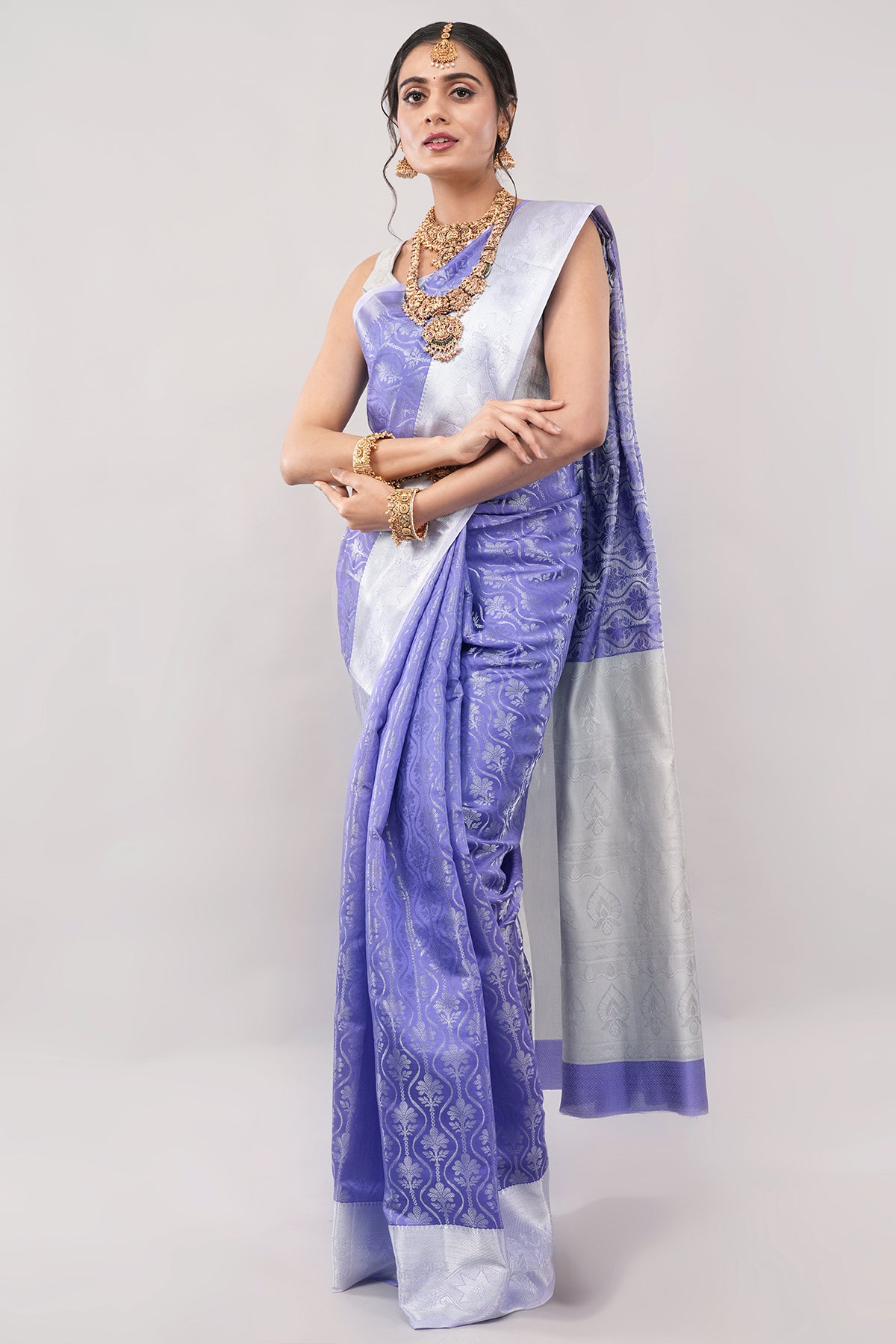 Ambrarambh Mint Green and Lavender Saree with Soft Pista Tone Contemporary Traditional Ethnic Draping Style Cultural Wear