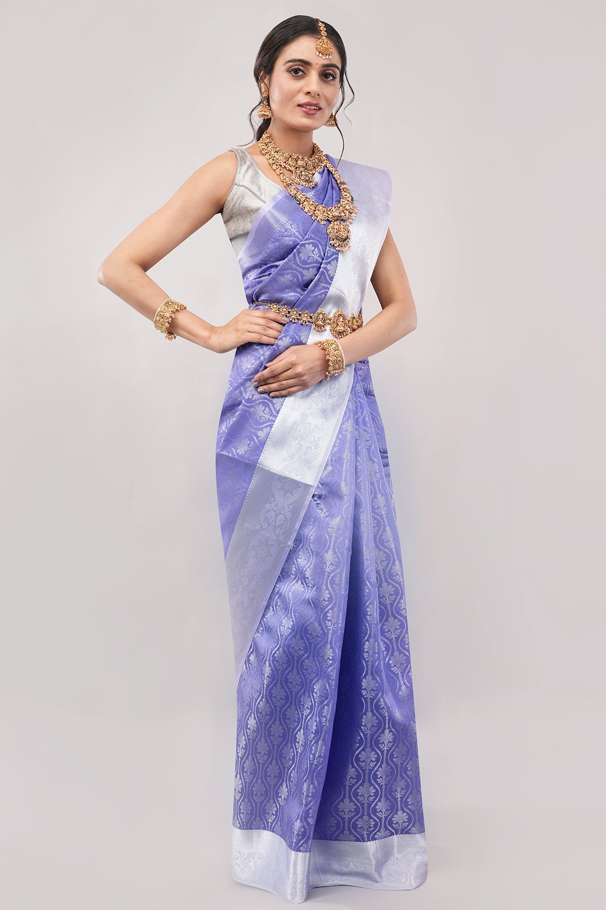Ambrarambh Mint Green and Lavender Saree with Soft Pista Tone Contemporary Traditional Ethnic Draping Style Cultural Wear