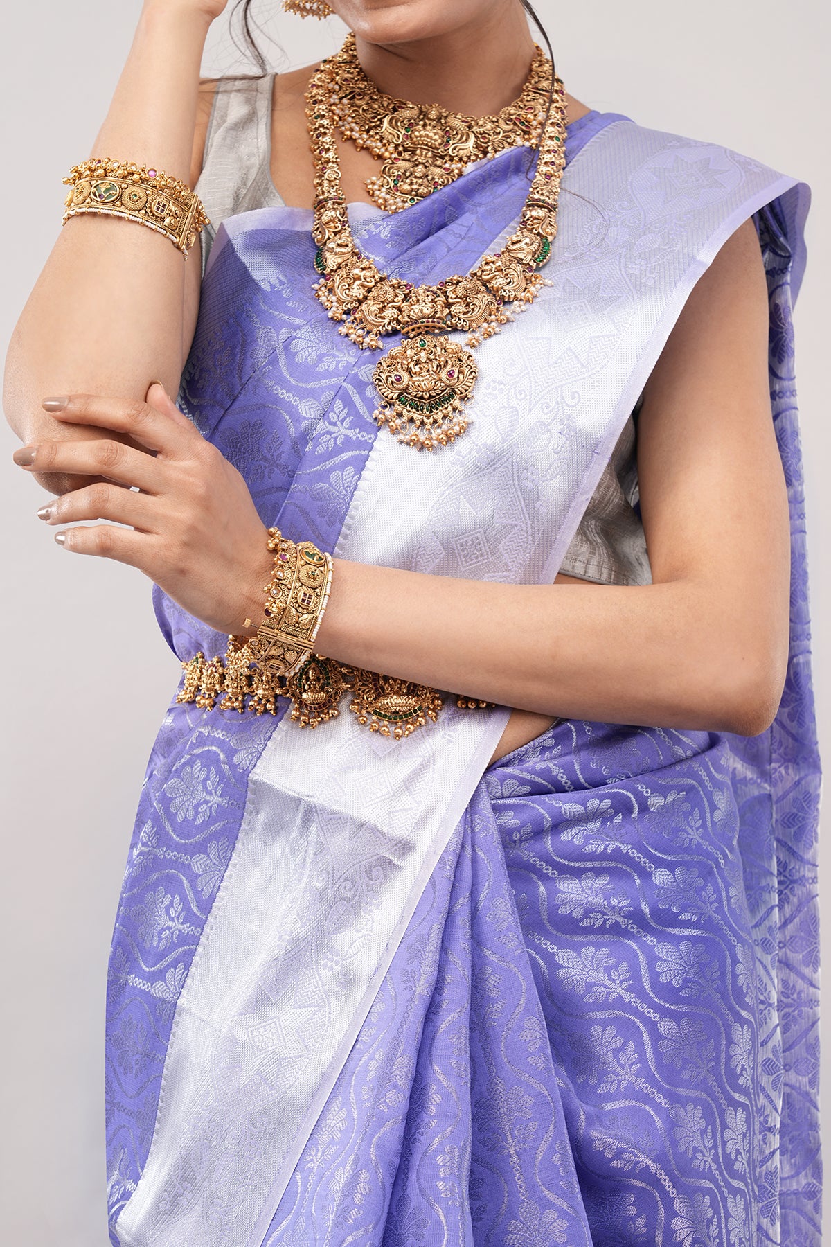 Ambrarambh Mint Green and Lavender Saree with Soft Pista Tone Contemporary Traditional Ethnic Draping Style Cultural Wear