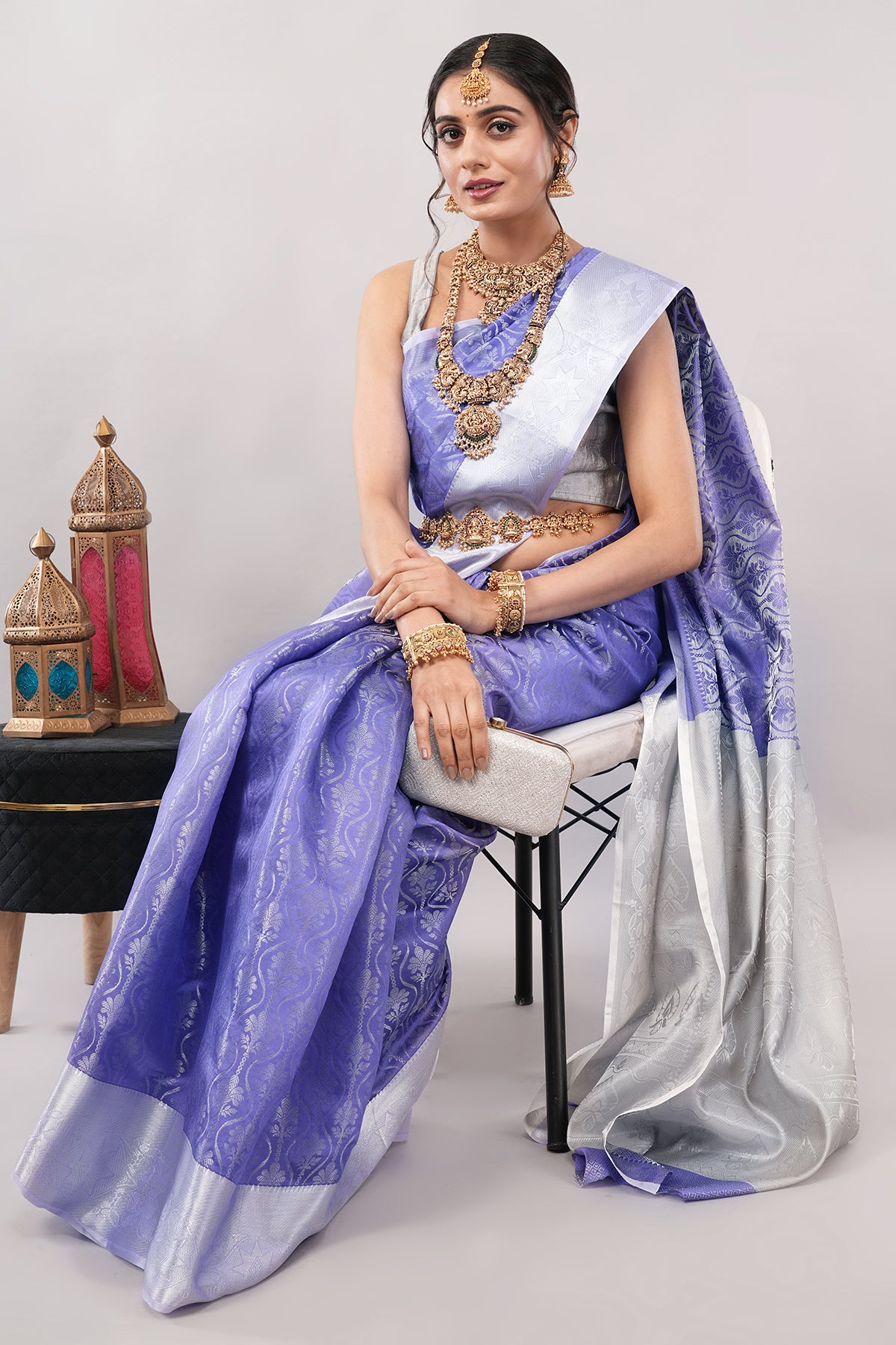 Ambrarambh Mint Green and Lavender Saree with Soft Pista Tone Contemporary Traditional Ethnic Draping Style Cultural Wear